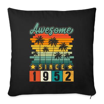 1952 Born Birthday Year of birth vintage - Sofa pillowcase 17,3'' x 17,3'' (45 x 45 cm) - black - Front