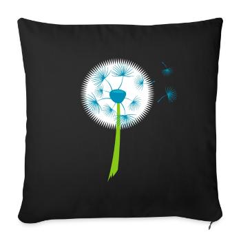 Beau pissenlit blanc fleurs pissenlit - Housse de coussin décorative 45 x 45 cm - noir - Devant