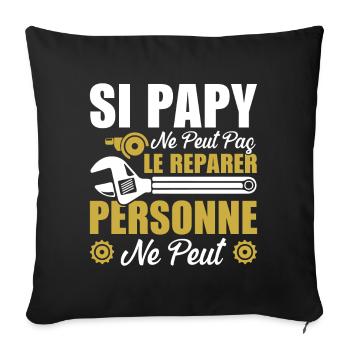 If grandpa can't fix it then no one can - Sofa pillowcase 17,3'' x 17,3'' (45 x 45 cm) - black - Front