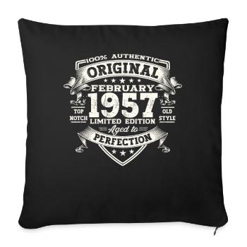 66e anniversaire Mann Original Février Né en 1957 - Housse de coussin décorative 45 x 45 cm - noir - Devant
