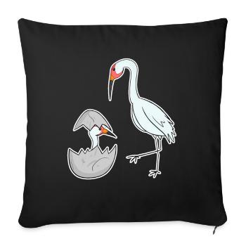 Cranes Family - Cranes with Baby - Sofa pillowcase 17,3'' x 17,3'' (45 x 45 cm) - black - Front