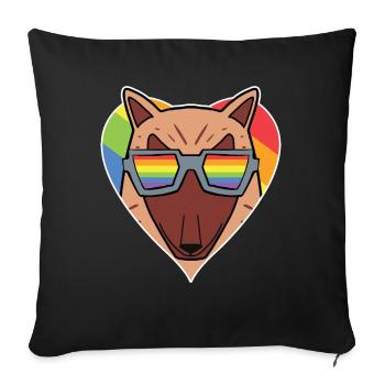 Rainbow - chien avec des lunettes - Housse de coussin décorative 45 x 45 cm - noir - Devant