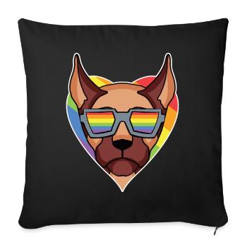 Arc-en-ciel - Chien à lunettes - Dogue allemand - Housse de coussin décorative 45 x 45 cm - noir - Devant
