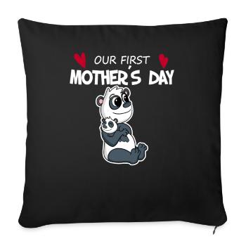 Muttertag - erster Muttertag Geschenk - Sofakissenbezug 45 x 45 cm - Schwarz - Vorne