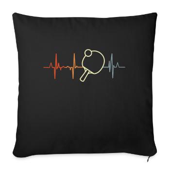 Battement de cœur de joueur de tennis de table - Housse de coussin décorative 45 x 45 cm - noir - Devant