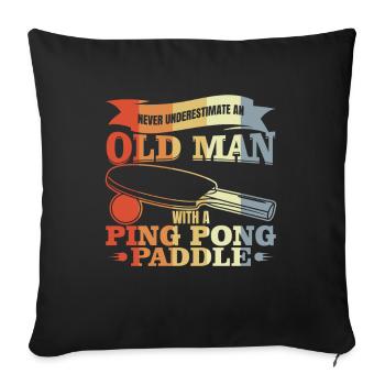 Old man table tennis player - Sofa pillowcase 17,3'' x 17,3'' (45 x 45 cm) - black - Front