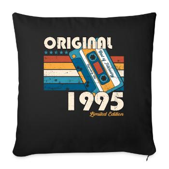 28e anniversaire cassette février Né en 1995 - Housse de coussin décorative 45 x 45 cm - noir - Devant