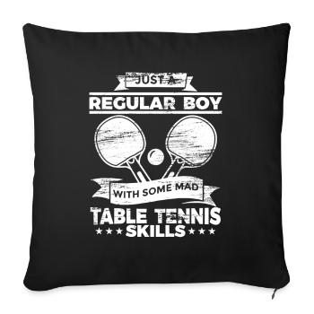 Tennis de table garçon - Housse de coussin décorative 45 x 45 cm - noir - Devant