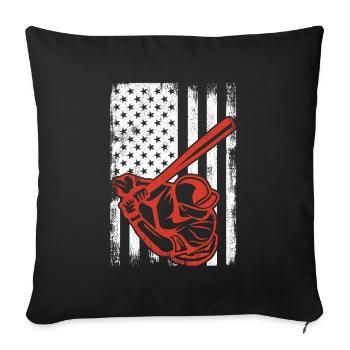 Patriotischer Baseballspieler - Sofakissenbezug 45 x 45 cm - Schwarz - Vorne