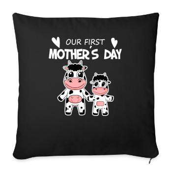 Muttertag - erster Muttertag Geschenk - Sofakissenbezug 45 x 45 cm - Schwarz - Vorne