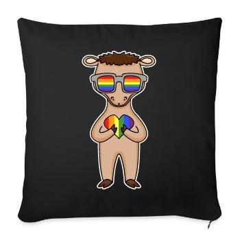 Rainbow - camel with glasses and heart - Sofa pillowcase 17,3'' x 17,3'' (45 x 45 cm) - black - Front