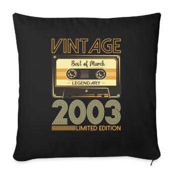 20 Birthday Man March Born 2003 Cassette - Housse de coussin décorative 45 x 45 cm - noir - Devant