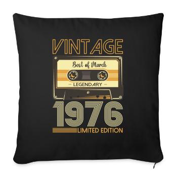 47 Birthday Man March Born 1976 Cassette - Sofa pillowcase 17,3'' x 17,3'' (45 x 45 cm) - black - Front