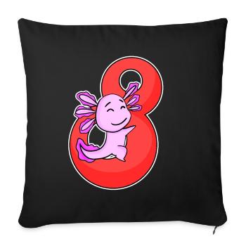 8 ans - 8ème anniversaire avec motif animal - Housse de coussin décorative 45 x 45 cm - noir - Devant