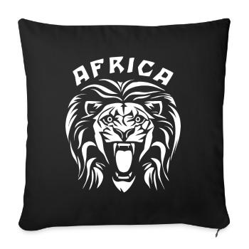 African lion's head and text Africa - Sofa pillowcase 17,3'' x 17,3'' (45 x 45 cm) - black - Front