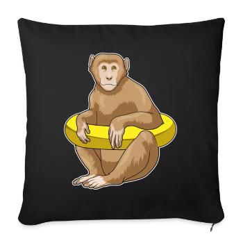 Affe Schwimmen Schwimmring Sommer - Sofakissenbezug 45 x 45 cm - Schwarz - Vorne