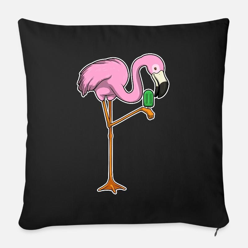 Flamingo Eis am Stiel - Sofakissenbezug 45 x 45 cm - Schwarz