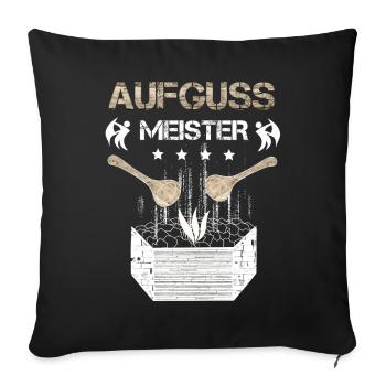 Aufguss Meister Saunagänger - Sofakissenbezug 45 x 45 cm - Schwarz - Vorne