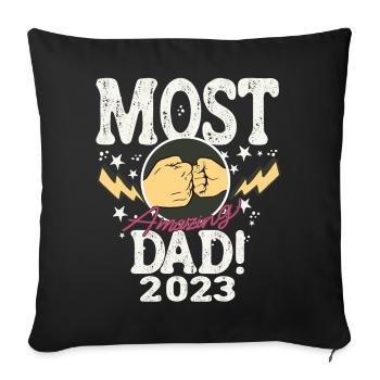 Meilleur papa futur père bébé naissance 2023 - Housse de coussin décorative 45 x 45 cm - noir - Devant