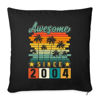 Né(e) en 2004 Anniversaire Année de naissance Millésime - Housse de coussin décorative 45 x 45 cm - noir - Devant