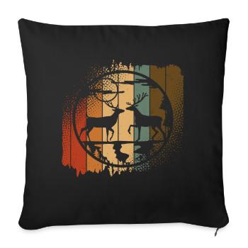 roe deer - Sofa pillowcase 17,3'' x 17,3'' (45 x 45 cm) - black - Front
