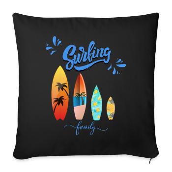 Surfing Family - Vêtements de surf familiaux - Housse de coussin décorative 45 x 45 cm - noir - Devant