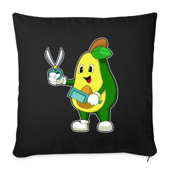 Peigne ciseaux de coiffeur avocat - Housse de coussin décorative 45 x 45 cm - noir - Devant