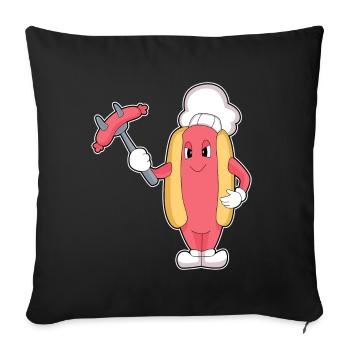 Hotdog Koch Grillgabel Kochen - Sofakissenbezug 45 x 45 cm - Schwarz - Vorne