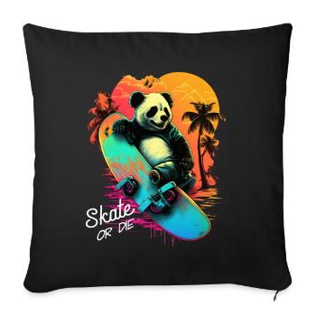 Cool Retro Panda Skateboard Neon Gift - Sofa pillowcase 17,3'' x 17,3'' (45 x 45 cm) - black - Front