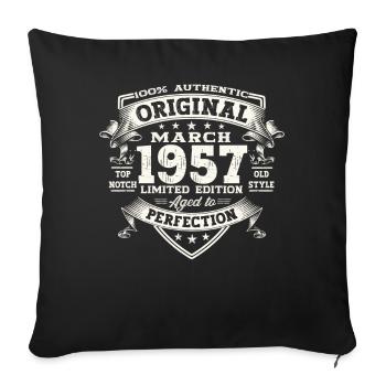 66e anniversaire Mann Original March Né en 1957 - Housse de coussin décorative 45 x 45 cm - noir - Devant