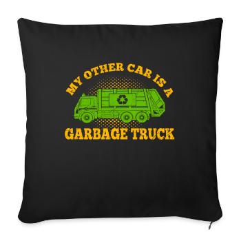 Ma voiture est un camion à ordures Dumpster Trash Truck - Housse de coussin décorative 45 x 45 cm - noir - Devant