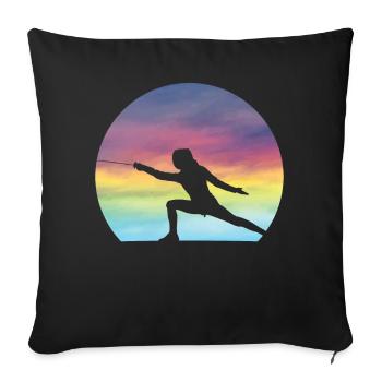 Women's Fencer Silhouette Girls Cute Fencing Lover - Sofa pillowcase 17,3'' x 17,3'' (45 x 45 cm) - black - Front