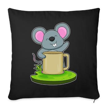 Maus Becher  - Sofakissenbezug 45 x 45 cm - Schwarz - Vorne