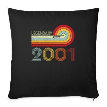 2001 Birthday Legendary since Vintage Rainbow - Sofa pillowcase 17,3'' x 17,3'' (45 x 45 cm) - black - Front