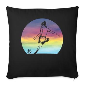 Women's Soccer Silhouette Retro Sunset Girls - Sofa pillowcase 17,3'' x 17,3'' (45 x 45 cm) - black - Front
