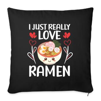 Ramen Nudelsuppe Japanische Kawaii Geschenk Ramen - Sofakissenbezug 45 x 45 cm - Schwarz - Vorne