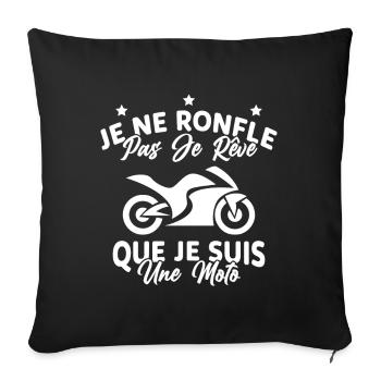 Je Ne Ronfle Pas Je Rêve Que Je Suis Une Moto - Housse de coussin décorative 45 x 45 cm - noir - Devant