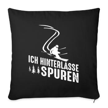 Ich hinterlasse Spuren – Skifahrer - Sofakissenbezug 45 x 45 cm - Schwarz - Vorne