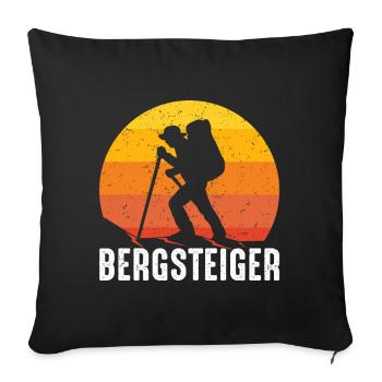 Bergsteiger Retro Motiv mit Sonnenuntergang - Sofakissenbezug 45 x 45 cm - Schwarz - Vorne