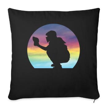 Damen Softball Catcher Silhouette Mädchen - Sofakissenbezug 45 x 45 cm - Schwarz - Vorne