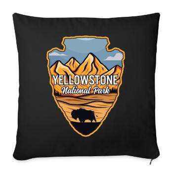 Yellowstone US National Park Arrowhead Buffalo - Sofa pillowcase 17,3'' x 17,3'' (45 x 45 cm) - black - Front