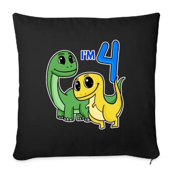 4 years old - 4th birthday dinosaur - Sofa pillowcase 17,3'' x 17,3'' (45 x 45 cm) - black - Front