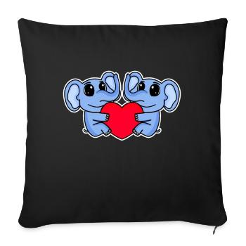 Elephant Heart Love Elephants - Housse de coussin décorative 45 x 45 cm - noir - Devant