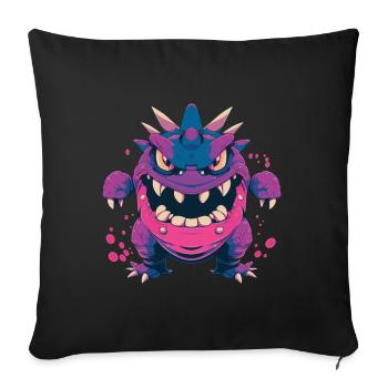 Monster Crash - Cooles lila Monster - Sofakissenbezug 45 x 45 cm - Schwarz - Vorne