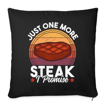 Nur noch ein Steak Ich verspreche lustigen Retro-Sonnenuntergang - Sofakissenbezug 45 x 45 cm - Schwarz - Vorne