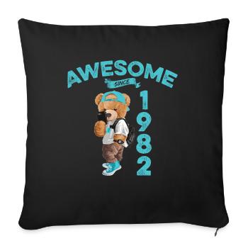 1982 Birthday Teddy Bear Awesome since - Sofa pillowcase 17,3'' x 17,3'' (45 x 45 cm) - black - Front