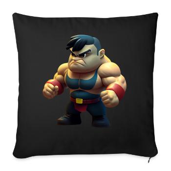 little muscular fighter - Sofa pillowcase 17,3'' x 17,3'' (45 x 45 cm) - black - Front