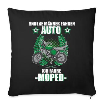 Moped Mopedfahrer Retro Mofa Zweitakt - Sofakissenbezug 45 x 45 cm - Schwarz - Vorne