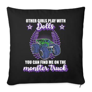 Monster Truck Girl Monster Truck Cadeau - Housse de coussin décorative 45 x 45 cm - noir - Devant