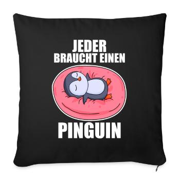 Pinguin Pinguine - Sofakissenbezug 45 x 45 cm - Schwarz - Vorne